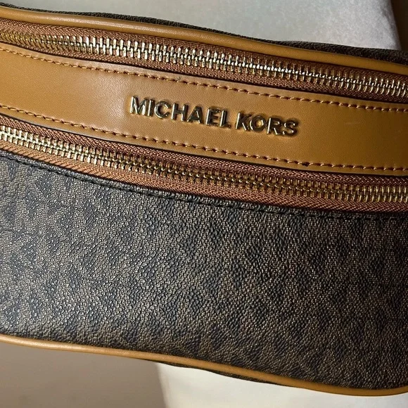 Michael Kors Kenly Medium Waist Pack Crossbody Signature Brown - Picture 2 of 15